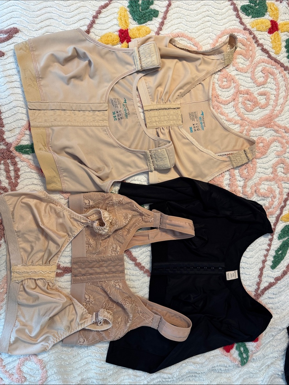 Lot of 5 Post-Surgical/Supportive Bras in Nude and Black. Marena, feeling girl.